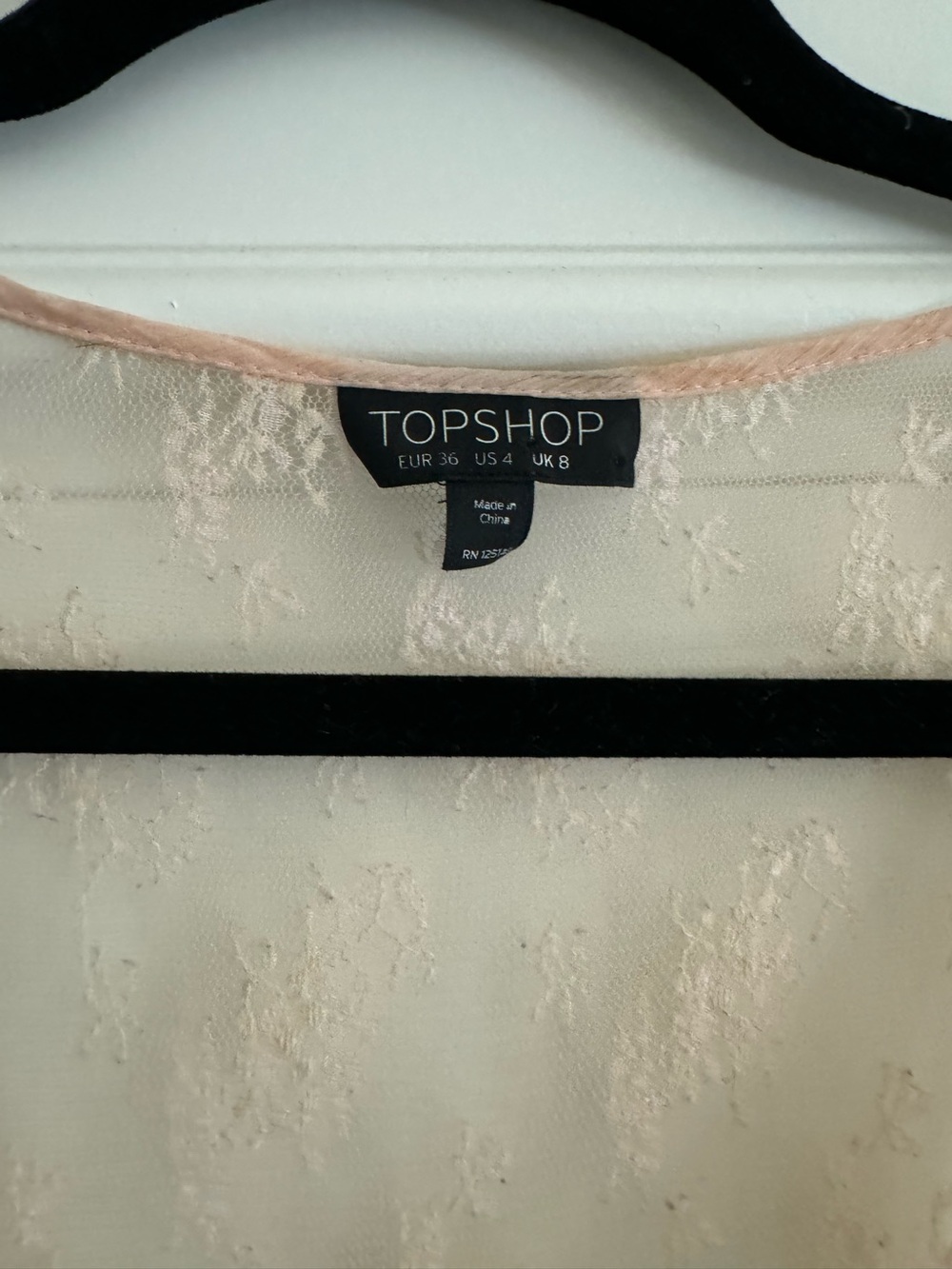 Topshop Cream Lace-Texture Women's Boho top